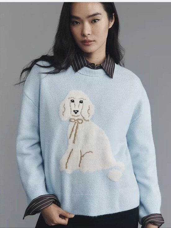 Anthropologie Sweaters - Maeve Crew-Neck Dog Icon Pullover Sweater Small Sold Out Style 🥰